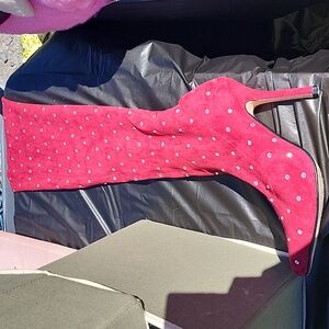 Knee high red boots